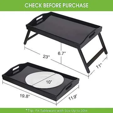 Stylish Bed Tray Table for Breakfast or Laptop Use