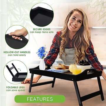 Stylish Bed Tray Table for Breakfast or Laptop Use