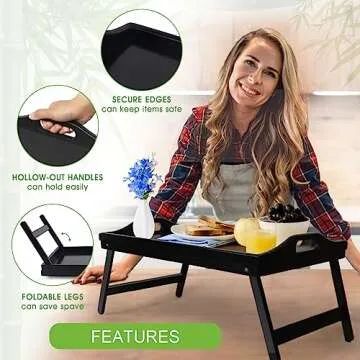 Stylish Bed Tray Table for Breakfast or Laptop Use