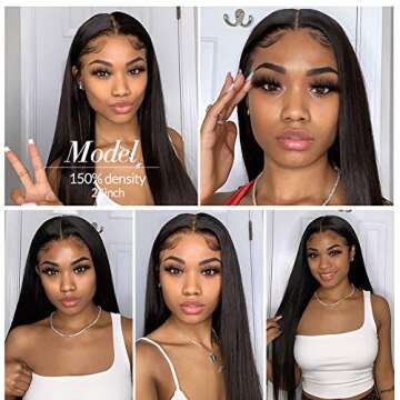 ITODAY 28 Inch Straight HD Lace Front Wigs Human Hair Pre Plucked Glueless 13x4 Lace Frontal Wigs Human Hair for Women Natural Hairline (28 Inch, 13×4 Straight Wig)