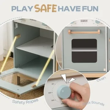 ROBOTIME Wooden Kids Play Kitchen with Lights and Sounds