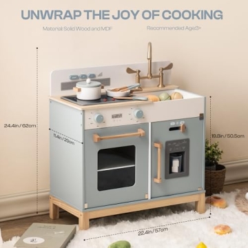 ROBOTIME Wooden Kids Play Kitchen with Lights and Sounds