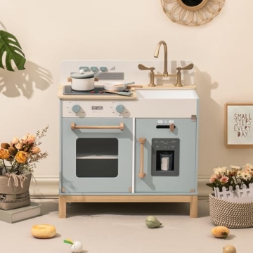 ROBOTIME Wooden Kids Play Kitchen with Lights and Sounds