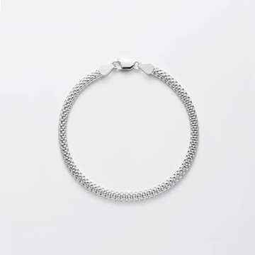 Amazon Essentials Sterling Silver Mesh Chain Bracelet, 8" , (previously Amazon Collection)