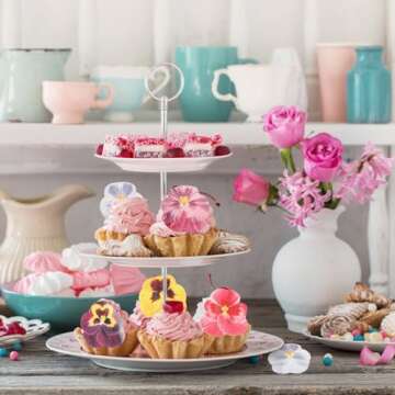 60 Pcs Edible Flowers for Cakes Decorating Pansies Flower Cupcake Toppers Butterfly Floral Cake Deco...