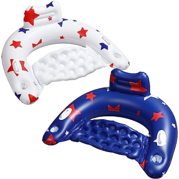 Junkin Patriotic Inflatable Pool Float Chair for Adults