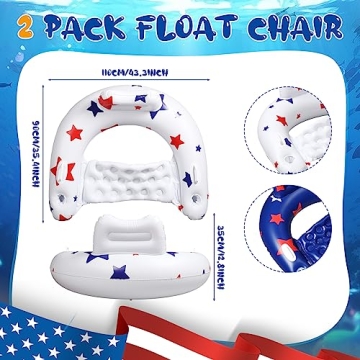 Junkin Patriotic Inflatable Pool Float Chair for Adults
