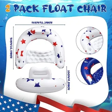 Junkin Patriotic Inflatable Pool Float Chair for Adults