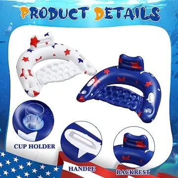 Junkin Patriotic Inflatable Pool Float Chair for Adults