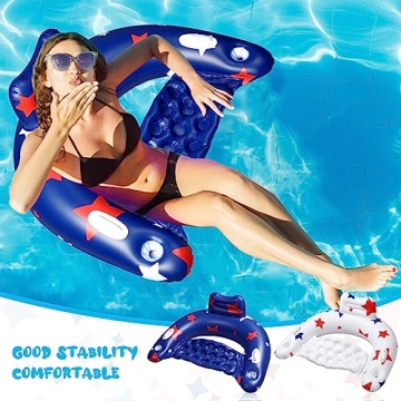 Junkin Patriotic Inflatable Pool Float Chair for Adults