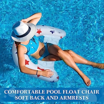 Junkin Patriotic Inflatable Pool Float Chair for Adults