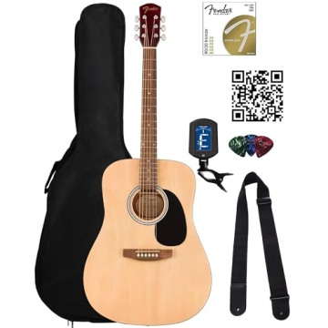 Fender Dreadnought Acoustic Guitar - Comprehensive Beginner Bundle with Essential Accessories