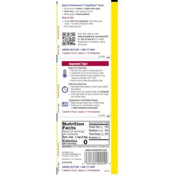 Fleischmann's Rapid Rise Instant Yeast - Fast Acting 0.25 Ounce, 3 Count - Irresistible Baking Partn...