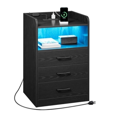 Nightstand with RGB Lights and Charging Station