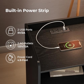 Nightstand with RGB Lights and Charging Station