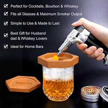 WEICHA Bourbon Whiskey Gifts for Men - Fun Cocktail Smoker Kit with Torch, Birthday Anniversary Unique Gifts for Husband Dad, Cool Smoked Bourbon Kit, Mens Valentines Day Gifts for him