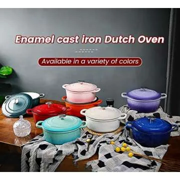 Elegant Enameled Cast Iron Dutch Oven for Baking Bread