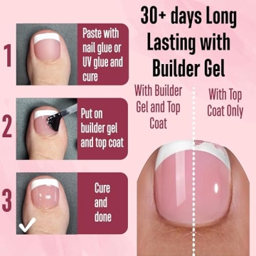 NOVO OVO French Tip Soft Gel Toenail Extensions, 360 Pieces