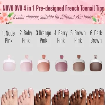NOVO OVO French Tip Soft Gel Toenail Extensions, 360 Pieces