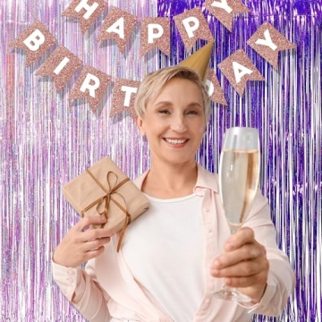 BRAVESHINE Tinsel Curtains for Parties - Purple & Pink