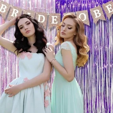 BRAVESHINE Tinsel Curtains for Parties - Purple & Pink