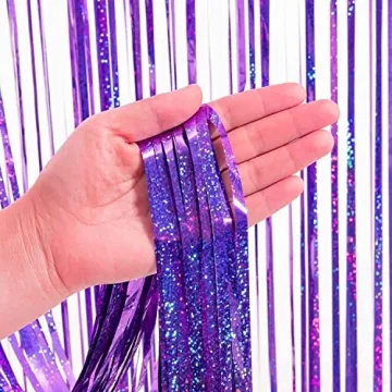 BRAVESHINE Tinsel Curtains for Parties - Purple & Pink