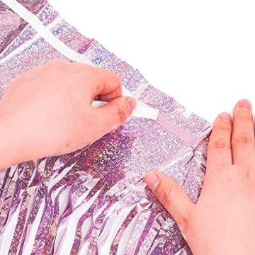 BRAVESHINE Tinsel Curtains for Parties - Purple & Pink