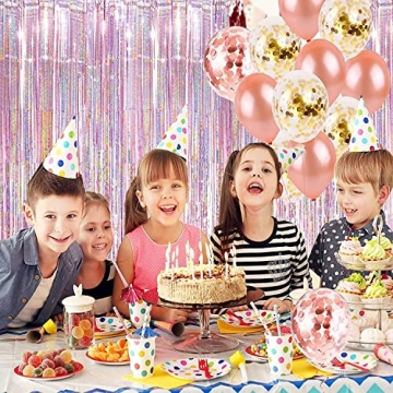 BRAVESHINE Tinsel Curtains for Parties - Purple & Pink