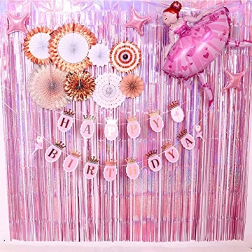 BRAVESHINE Tinsel Curtains for Parties - Purple & Pink