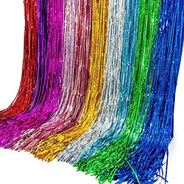 BRAVESHINE Tinsel Curtains for Parties - Purple & Pink