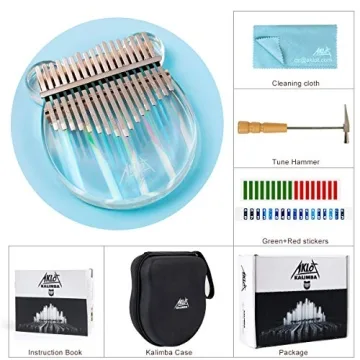 AKLOT 17 Keys Rainbow Acrylic Kalimba for Beginners