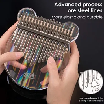 AKLOT 17 Keys Rainbow Acrylic Kalimba for Beginners