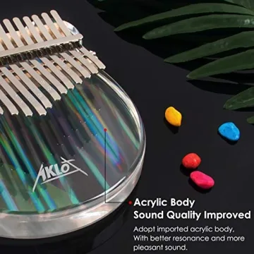 AKLOT 17 Keys Rainbow Acrylic Kalimba for Beginners