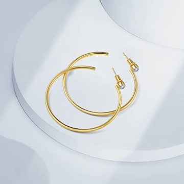 Gacimy Big Gold Hoop Earrings 14K Gold Plated 50mm