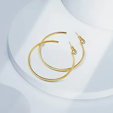 Gacimy Big Gold Hoop Earrings 14K Gold Plated 50mm