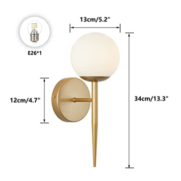 BOKT Mid Century Modern Globe Wall Sconce Set Brushed Brass