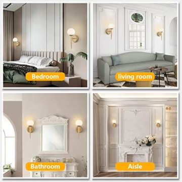 BOKT Mid Century Modern Globe Wall Sconce Set Brushed Brass