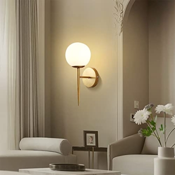 BOKT Mid Century Modern Globe Wall Sconce Set Brushed Brass