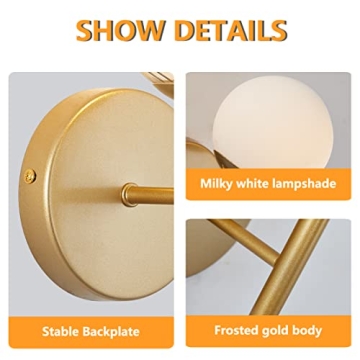 BOKT Mid Century Modern Globe Wall Sconce Set Brushed Brass