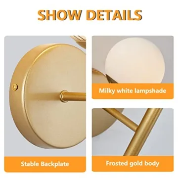 BOKT Mid Century Modern Globe Wall Sconce Set Brushed Brass