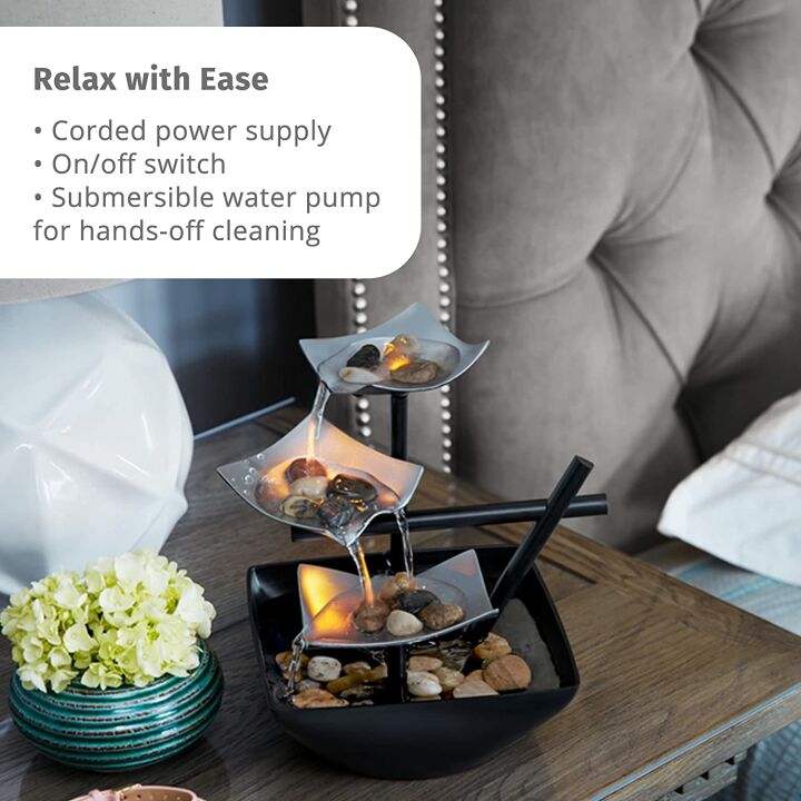 HoMedics Indoor 3-Tier Fountain with LED Lights