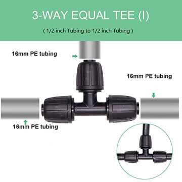 Drip Irrigation Parts for 1/2" Tubing: Drip Hose Connectors for Garden Irrigation System - Splitters for Irrigation Fitting Barbed Tee (10pcs)