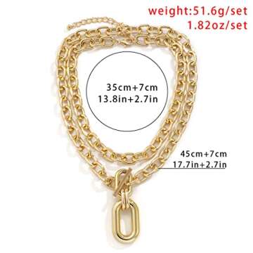 AJACITY Chunky Choker Necklace Layered Necklace Chain Punk Thick Necklace Accessories for Women (Gold)