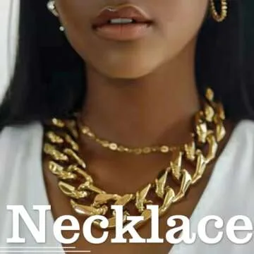 AJACITY Chunky Choker Necklace Layered Necklace Chain Punk Thick Necklace Accessories for Women (Gold)