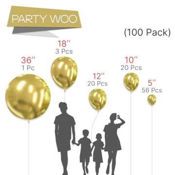PartyWoo 100 pcs Metallic Gold Balloons for Events