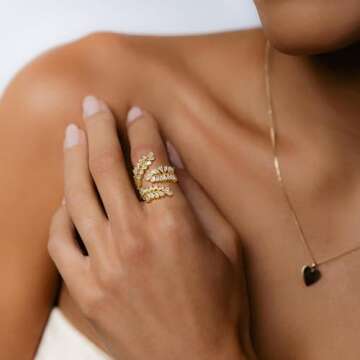 KissYan Gold Adjustable Chunky Statement Ring for Women