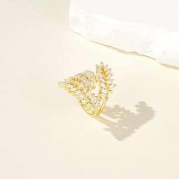 KissYan Gold Adjustable Chunky Statement Ring for Women