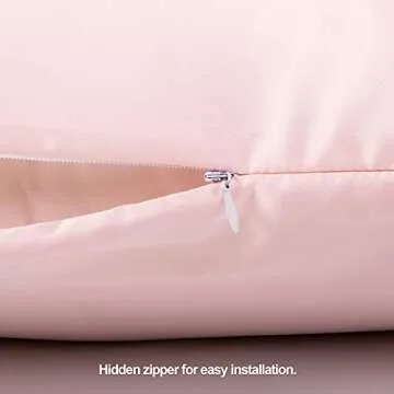 FLXXIE 2 Pack Zippered Satin Toddler Pillowcases, 13x18 Inches, Luxury and Silky Soft Travel Zip Pillow Cases for Boys and Girls, Pink