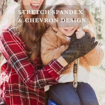 isotoner Womens Spandex Recycled Touchscreen Cold Weather Gloves with Warm Fleece Lining and Chevron Details