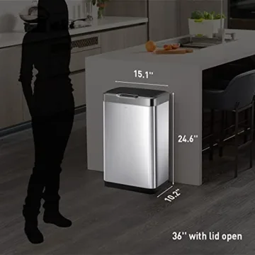 EKO Touchless 50 Liter Trash Can for Modern Kitchens